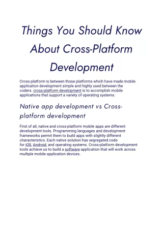 things you should know about cross platform
