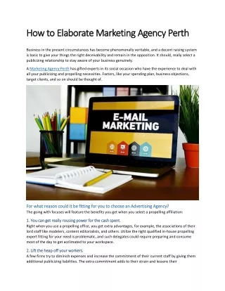 How to Elaborate Marketing Agency Perth