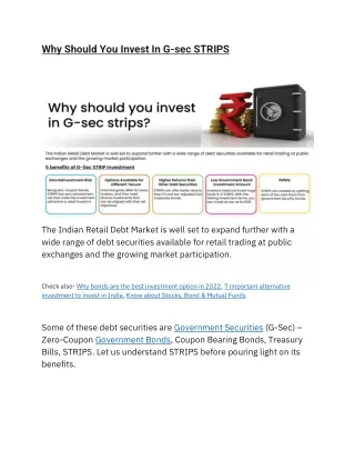 why should you invest in g sec strips