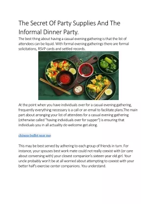 The Secret Of Party Supplies And The Informal Dinner Party