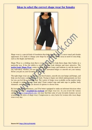 ideas to select the correct shape wear for females