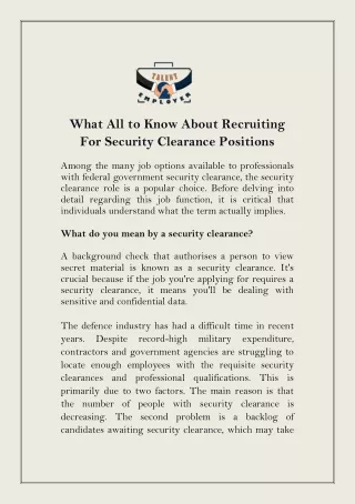 what all to know about recruiting for security