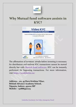 why mutual fund software assists in kyc