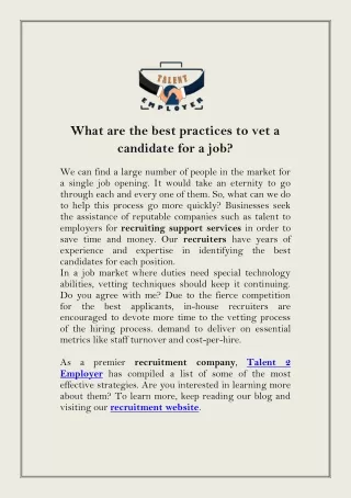 what are the best practices to vet a candidate