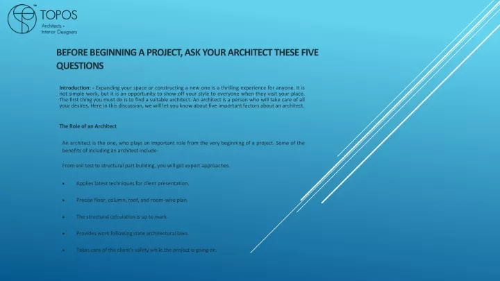 before beginning a project ask your architect these five questions