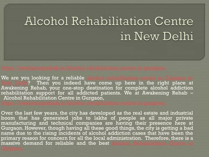 alcohol rehabilitation centre in new delhi