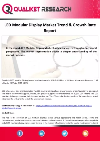 LED Modular Display Market Industry Analysis,COVID-19 Crisis, Forecast-2027