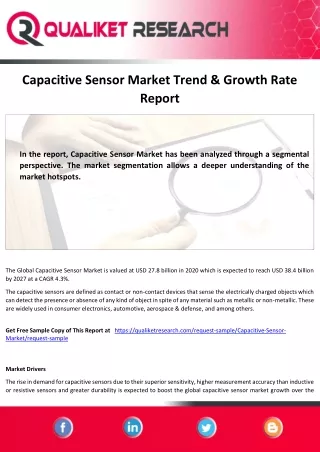 Capacitive Sensor Market Size, Share, Growth, Forecast-2027