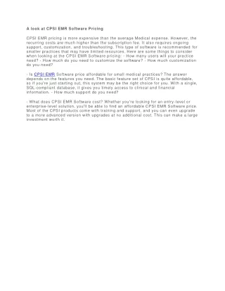 a look at cpsi emr software pricing