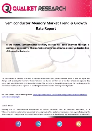 Semiconductor Memory Market Size, Trends & Growth, Forecast-2027