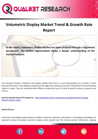 Volumetric Display Market Analysis, Outlook, Growth Rate & Forecast -2027