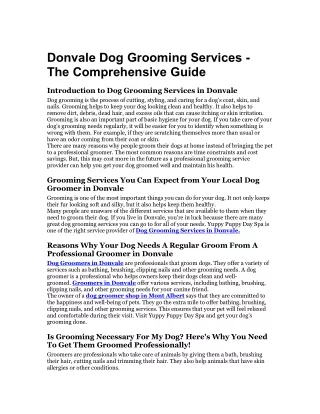 Donvale Dog Grooming Services - The Comprehensive Guide
