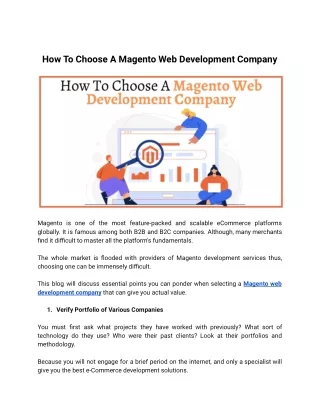 How to choose a Magento web development company