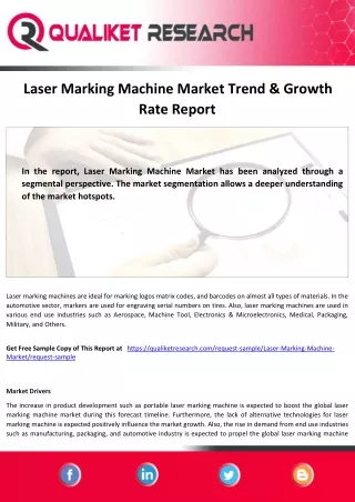 Laser Marking Machine Market by Product Type, by Application, Forecast-2027