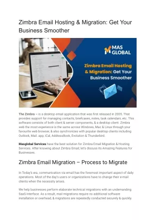 Zimbra Email Hosting & Migration For SME & Startups (Detailed Guide)