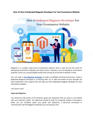 How To Hire A Dedicated Magento Developer For Your Ecommerce Website