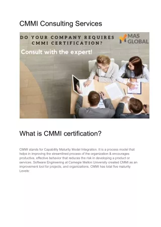 Do Your Company Requires CMMI Certification? Consult with the expert!
