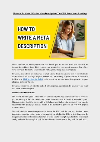 How to Write the Perfect Meta Description