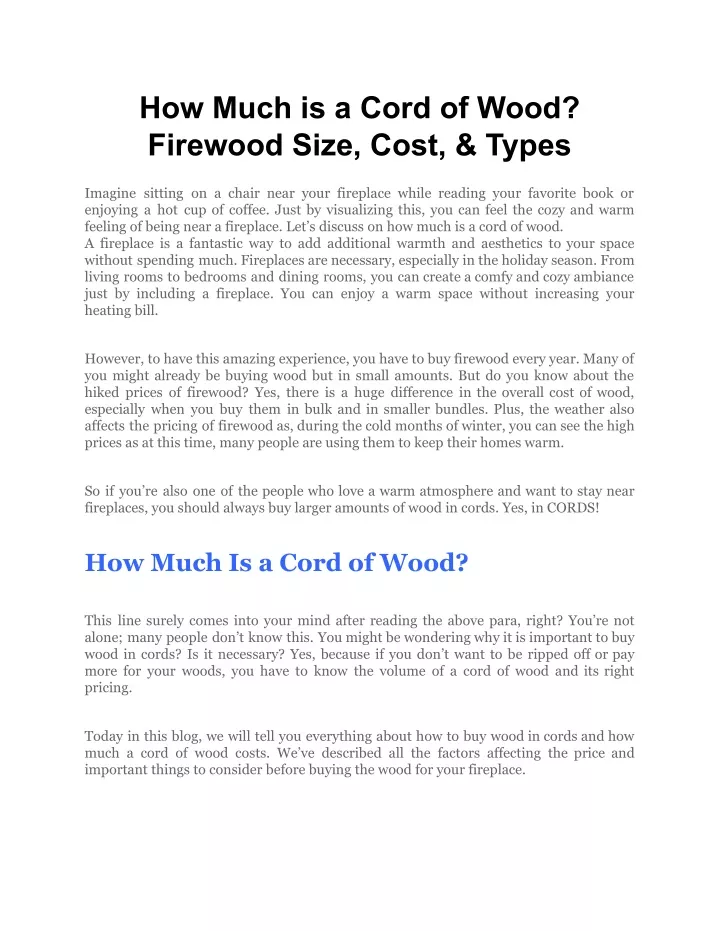 how much is a cord of wood firewood size cost