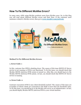 how to fix different mcafee errors