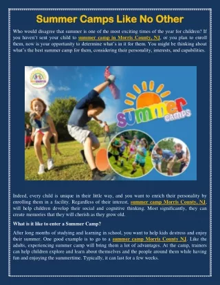 summer camps like no other summer camps like