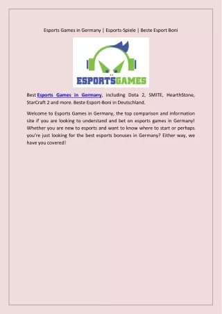 Esports Games in Germany