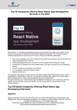 top 10 companies offering react native