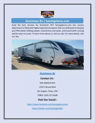 Dutchmen Rv | Sanangelorvs.com