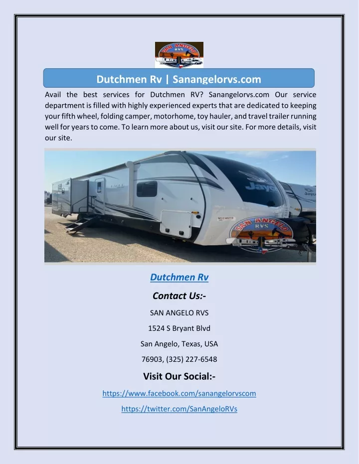 dutchmen rv sanangelorvs com