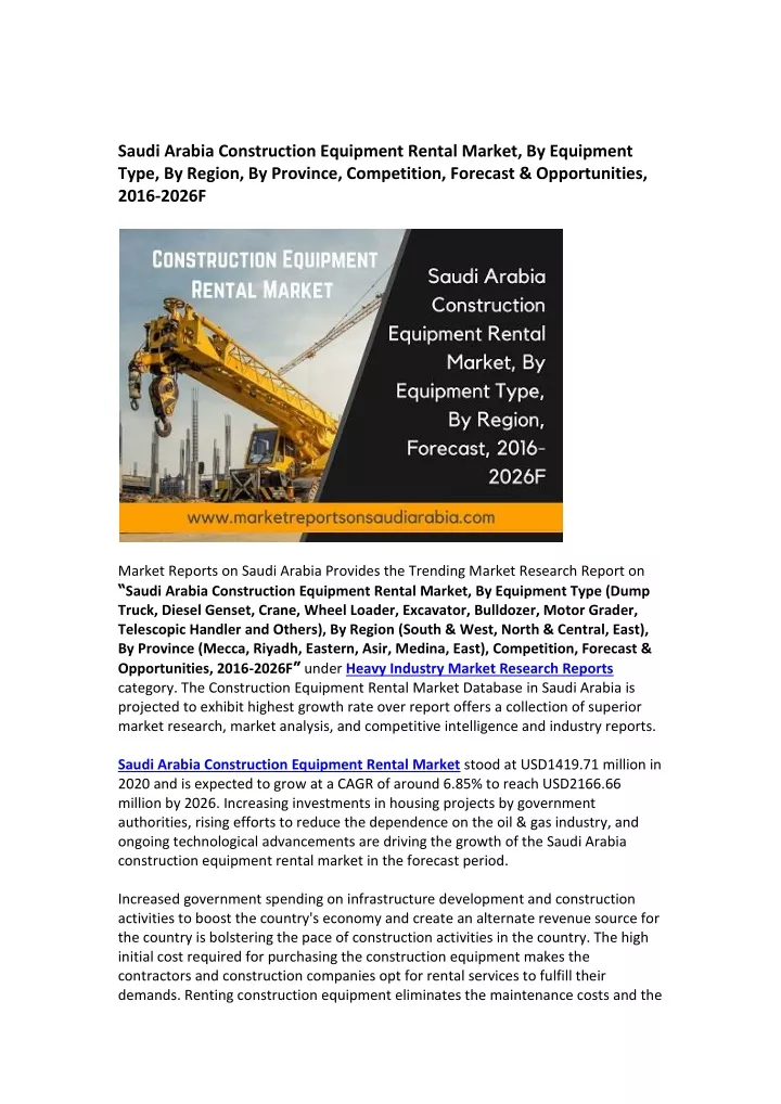 saudi arabia construction equipment rental market