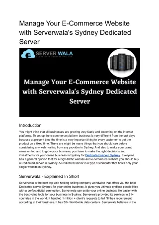 manage your e commerce website with serverwala