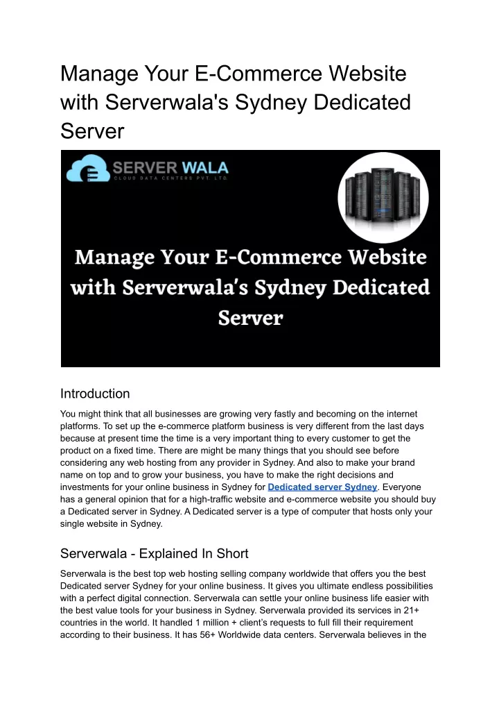 manage your e commerce website with serverwala