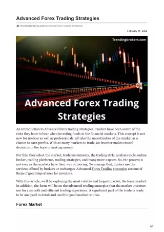 advanced forex trading strategies