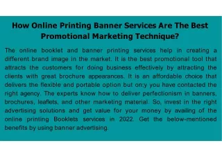 How Online Printing Banner Services Are The Best Promotional Marketing Technique