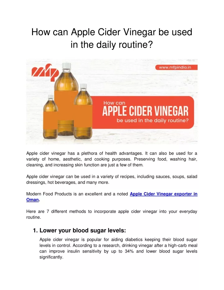 how can apple cider vinegar be used in the daily