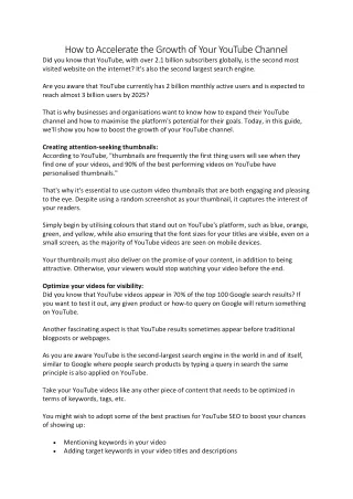 how to accelerate the growth of your youtube