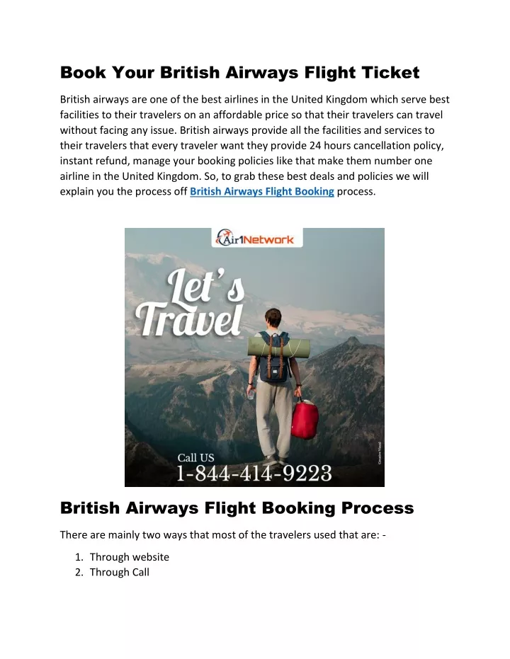 book your british airways flight ticket