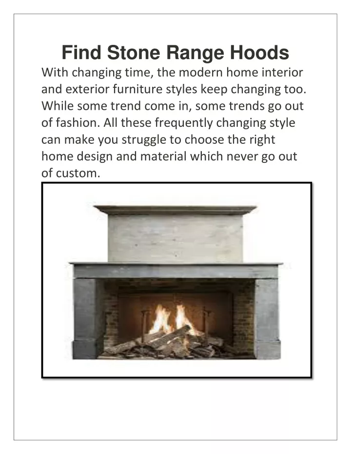 find stone range hoods with changing time