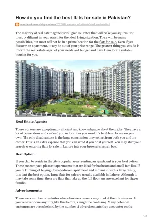 how do you find the best flats for sale