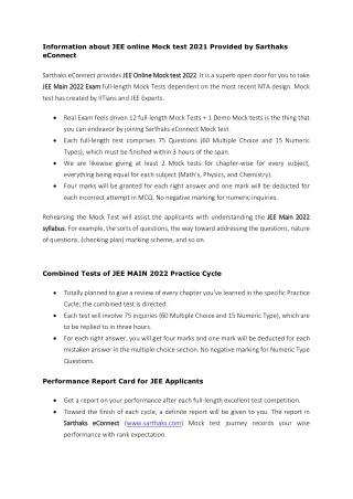 information about jee online mock test 2021