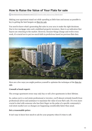 how to raise the value of your flats for sale