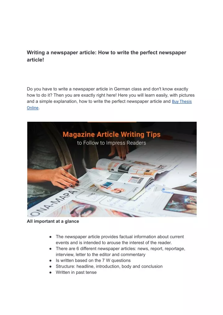 writing a newspaper article how to write