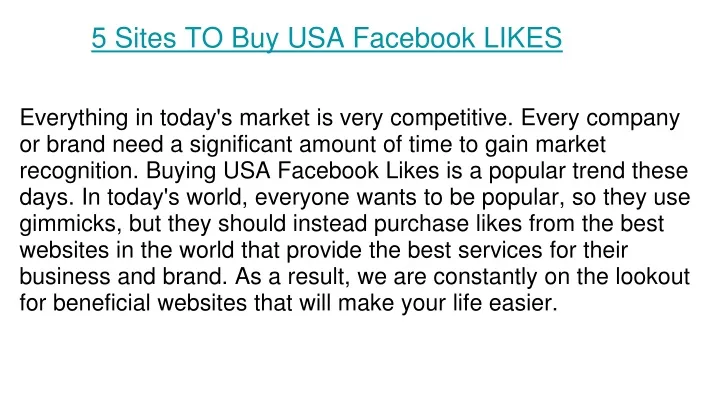 5 sites to buy usa facebook likes