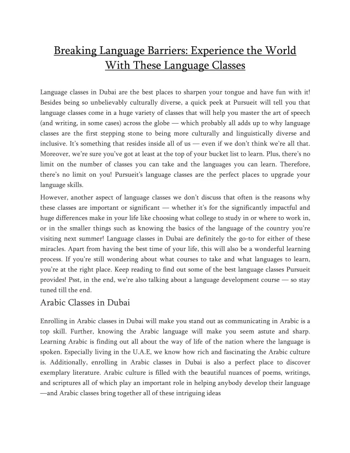 breaking language barriers experience the world