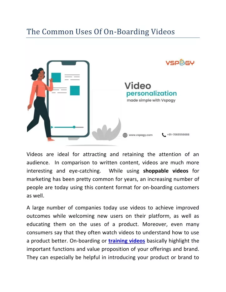 the common uses of on boarding videos