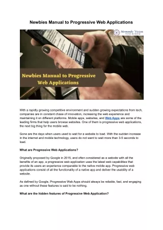 newbies manual to progressive web applications