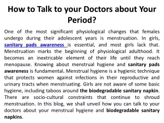 How to Talk to your Doctors about Your Period