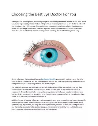 Choosing the Best Eye Doctor For You