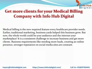 get more clients for your medical billing company with info hub digital