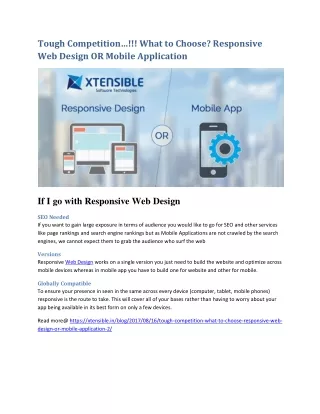 Tough Competition…!!! What to Choose Responsive Web Design OR Mobile Application